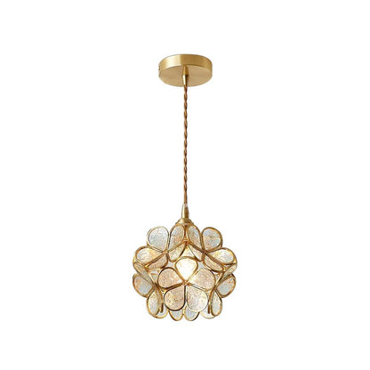 Glazen Bloembladlamp Hanglamp Messing Fitting Handgeblazen Glas Ø20cm Vijf Kleuren E26/E27 Pendelverlichting