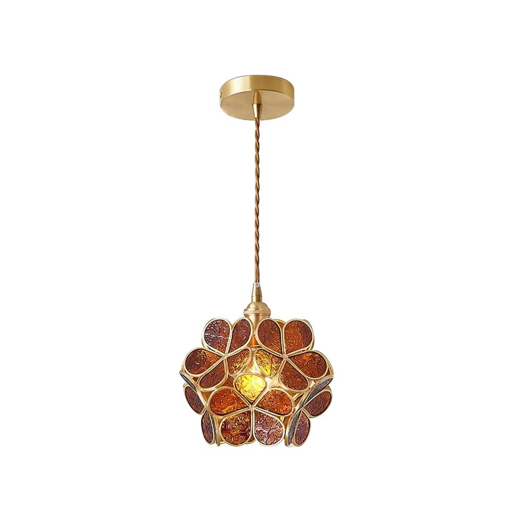 Glazen Bloembladlamp Hanglamp Messing Fitting Handgeblazen Glas Ø20cm Vijf Kleuren E26/E27 Pendelverlichting