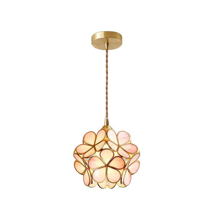 Glazen Bloembladlamp Hanglamp Messing Fitting Handgeblazen Glas Ø20cm Vijf Kleuren E26/E27 Pendelverlichting