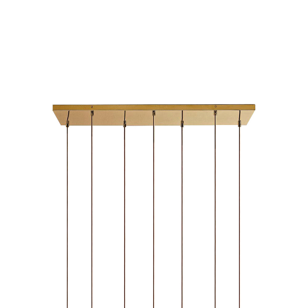 Glazen Bollen Hanglamp Keukeneiland 7 Lichts Messing Zwart 90cm Cluster Eetkamer Woonkamer Rechthoekig Verstelbaar E26 Mid-Century