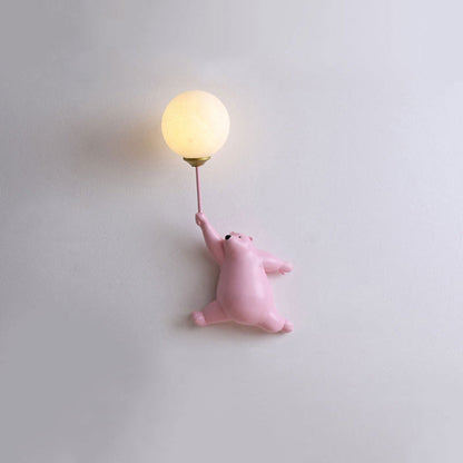 LED Wandlamp Beer met Ballon Wit Kinderkamer Nachtlampje Hars