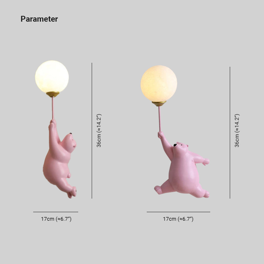 LED Wandlamp Beer met Ballon Wit Kinderkamer Nachtlampje Hars