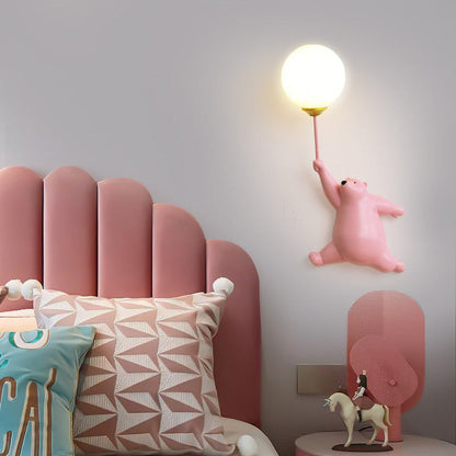 LED Wandlamp Beer met Ballon Wit Kinderkamer Nachtlampje Hars