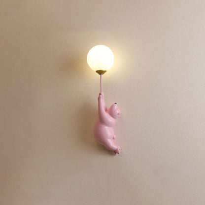 LED Wandlamp Beer met Ballon Wit Kinderkamer Nachtlampje Hars