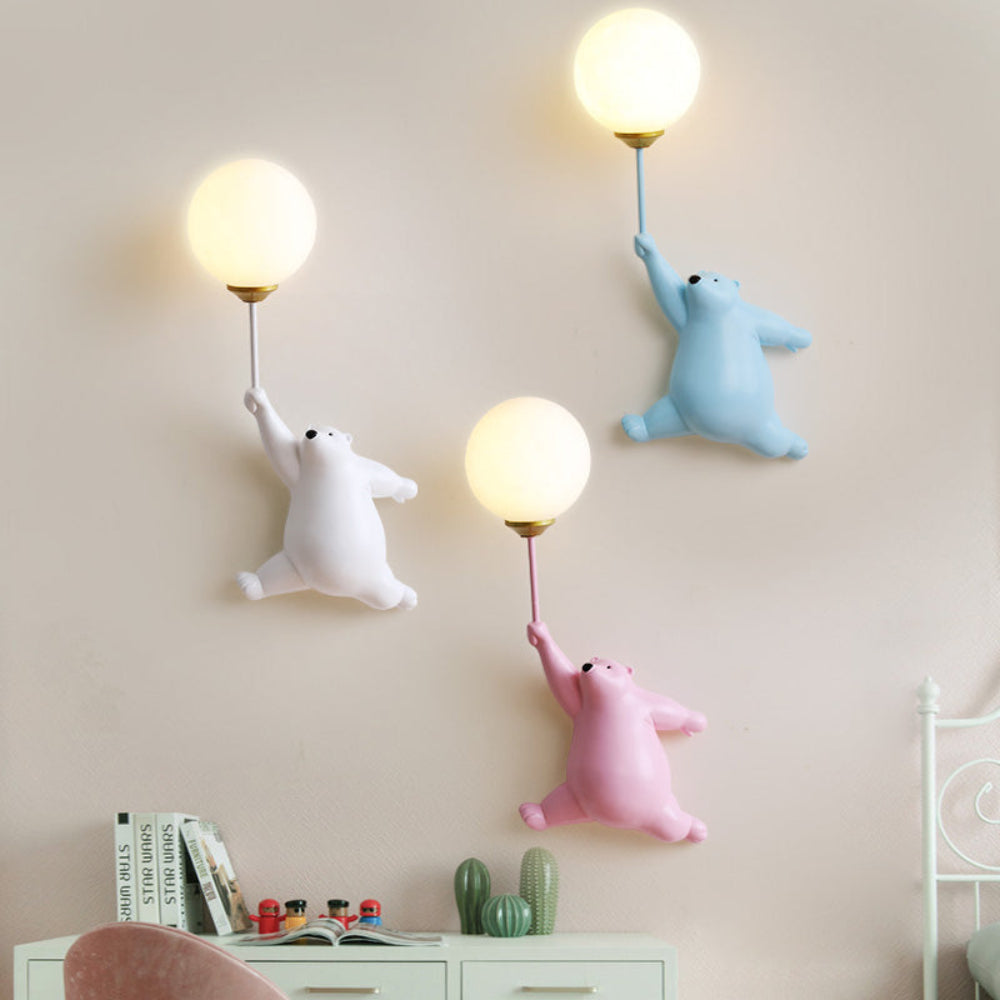 LED Wandlamp Beer met Ballon Wit Kinderkamer Nachtlampje Hars