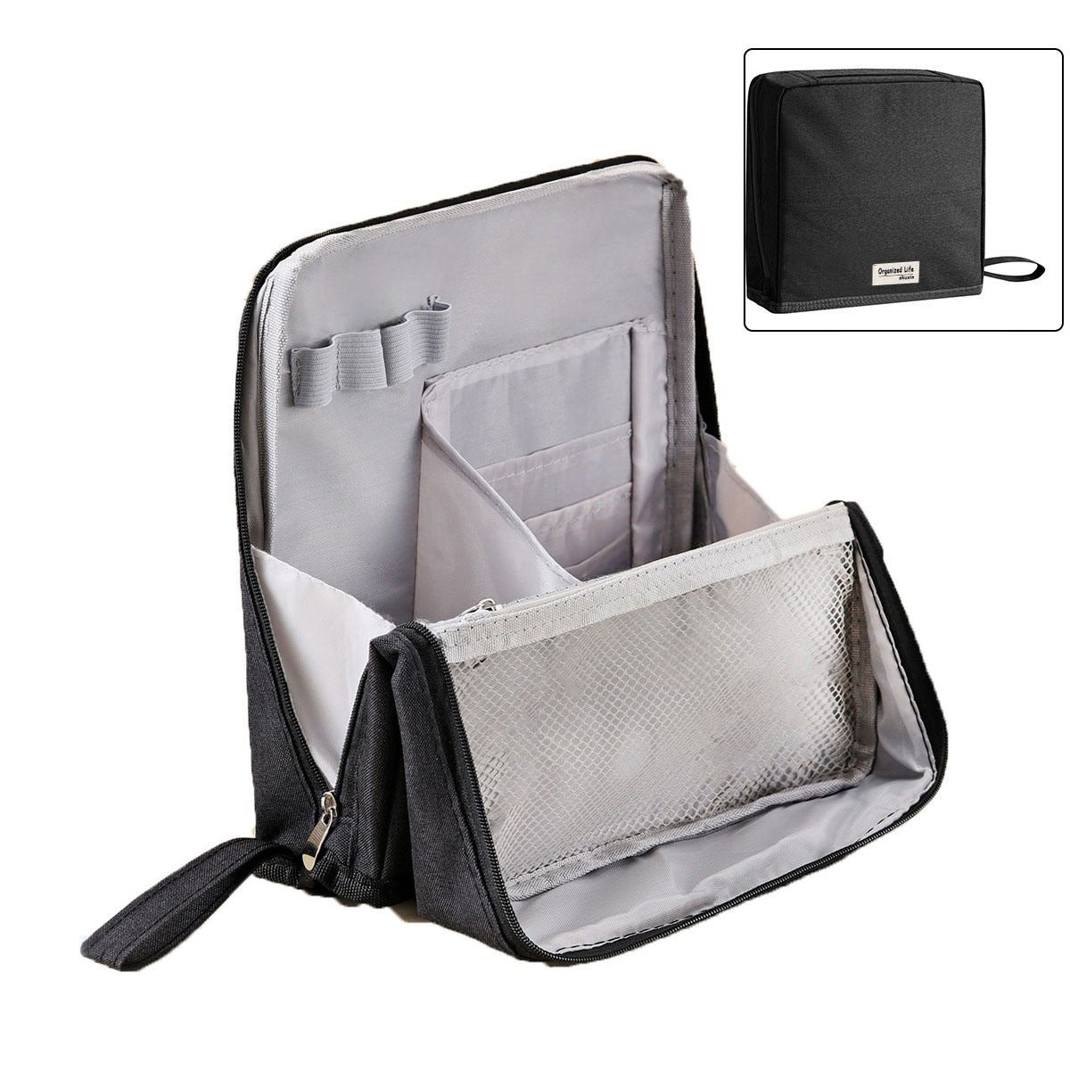 Gestructureerde Make-up Organiser voor op Reis – Compacte Cosmetica Opbergtas met Compartimenten & Ritssluiting