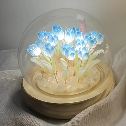 LED Tulpenlamp met Glazen Stolp en Warm Licht voor Sfeervolle Woonkamer Decoratie 10cm