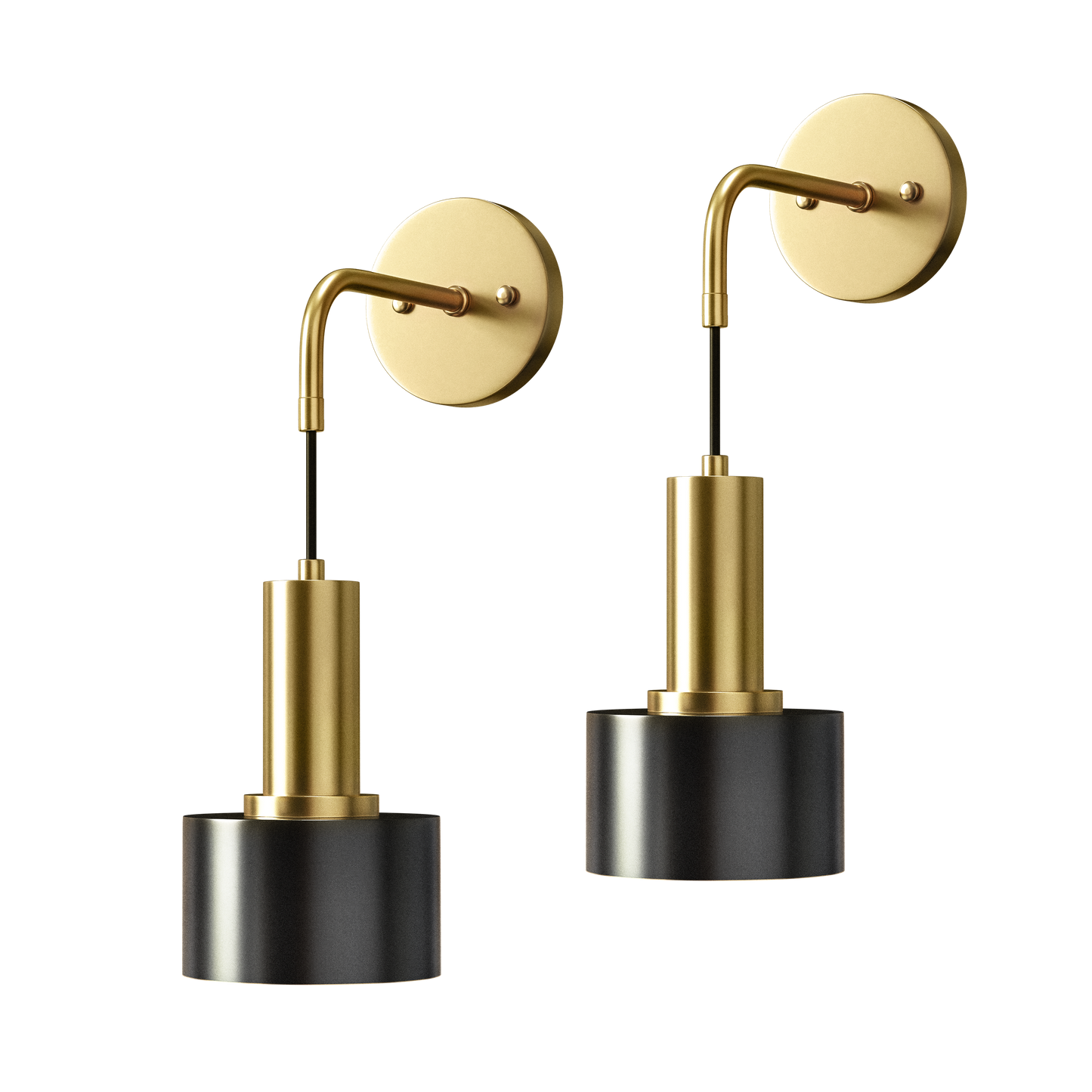 Wandlamp Goud Industrieel Set 2 Hangende Kap Metaal Afstandsbediening Dimbaar RGB Slaapkamer