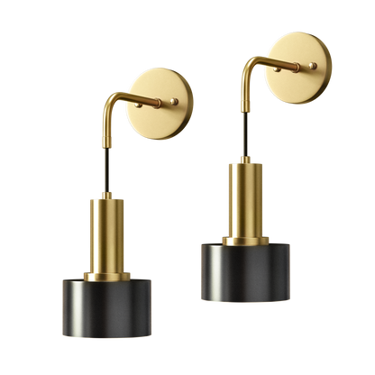 Wandlamp Goud Industrieel Set 2 Hangende Kap Metaal Afstandsbediening Dimbaar RGB Slaapkamer