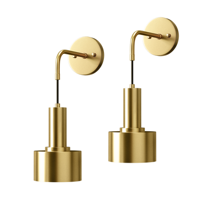Wandlamp Goud Industrieel Set 2 Hangende Kap Metaal Afstandsbediening Dimbaar RGB Slaapkamer
