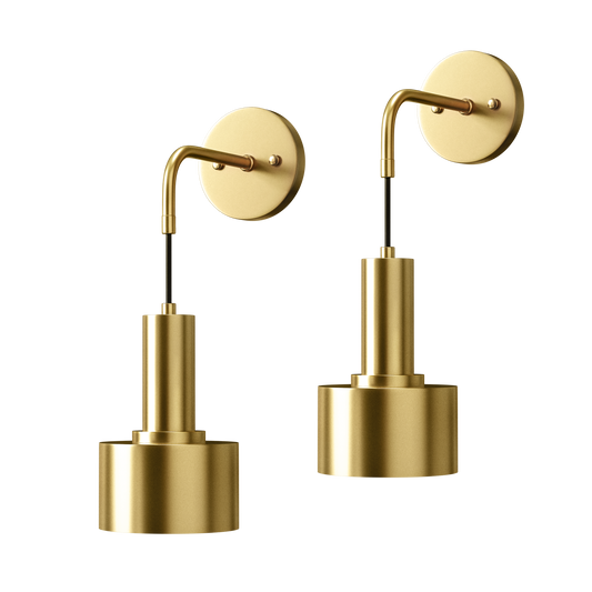 Wandlamp Goud Industrieel Set 2 Hangende Kap Metaal Afstandsbediening Dimbaar RGB Slaapkamer