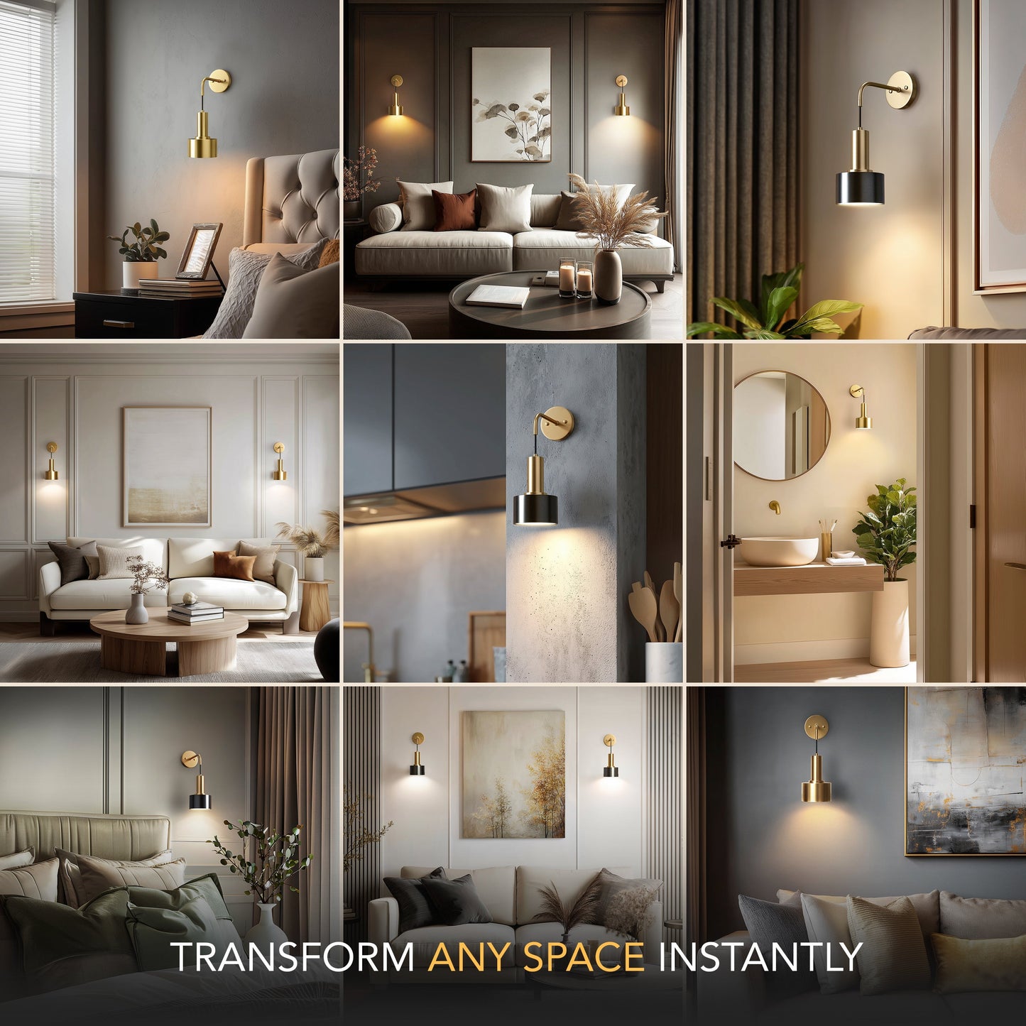 Wandlamp Goud Industrieel Set 2 Hangende Kap Metaal Afstandsbediening Dimbaar RGB Slaapkamer