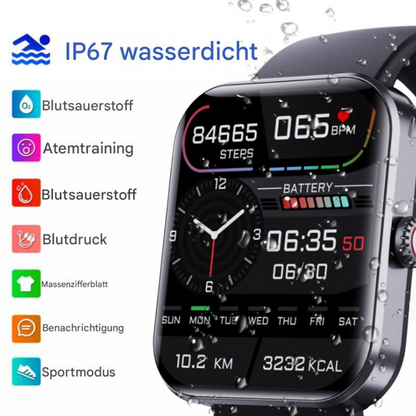 Smartwatch met Gezondheidsmeting Hartslagmeter Bloeddruk Zuurstofniveau Zwart Roze