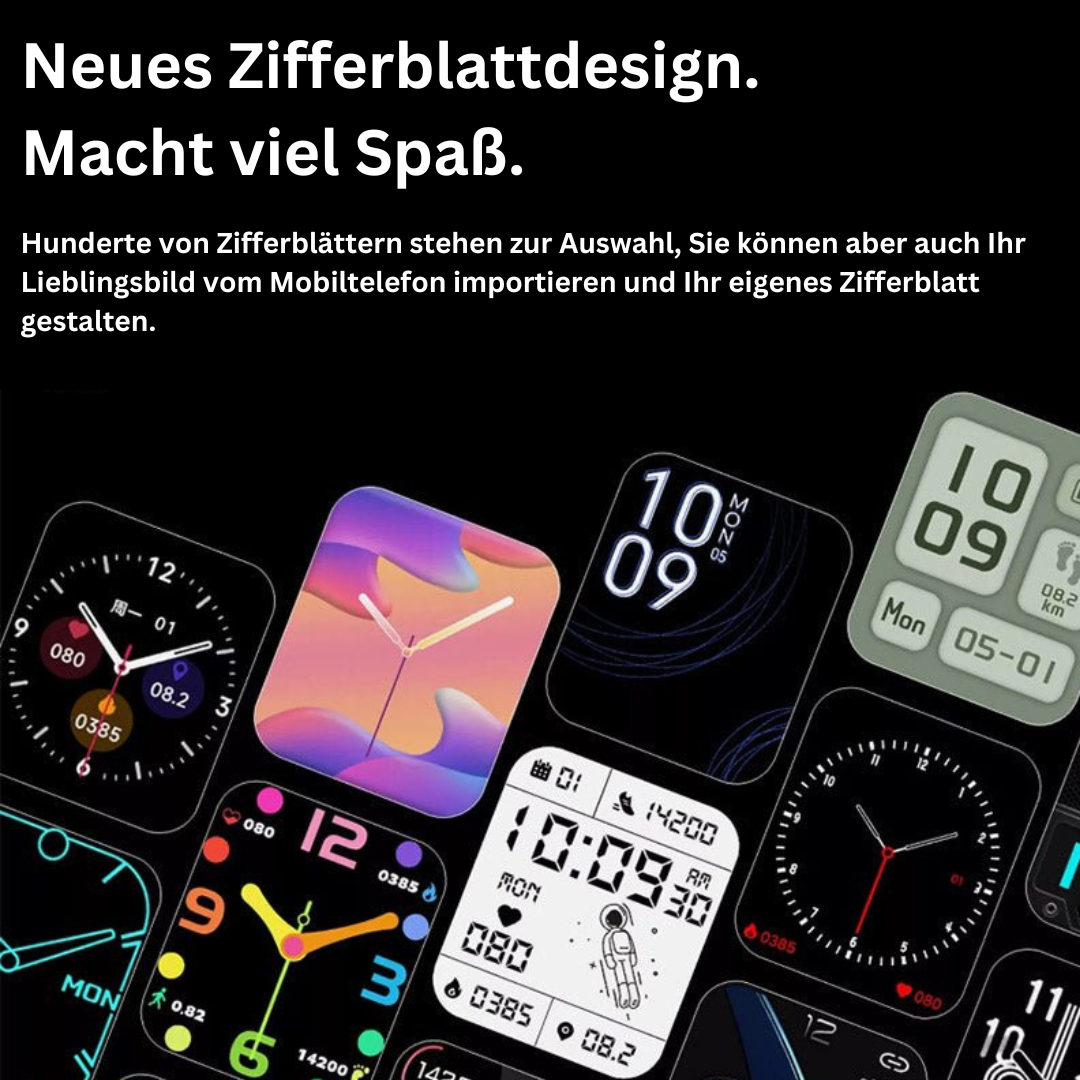 Smartwatch met Gezondheidsmeting Hartslagmeter Bloeddruk Zuurstofniveau Zwart Roze