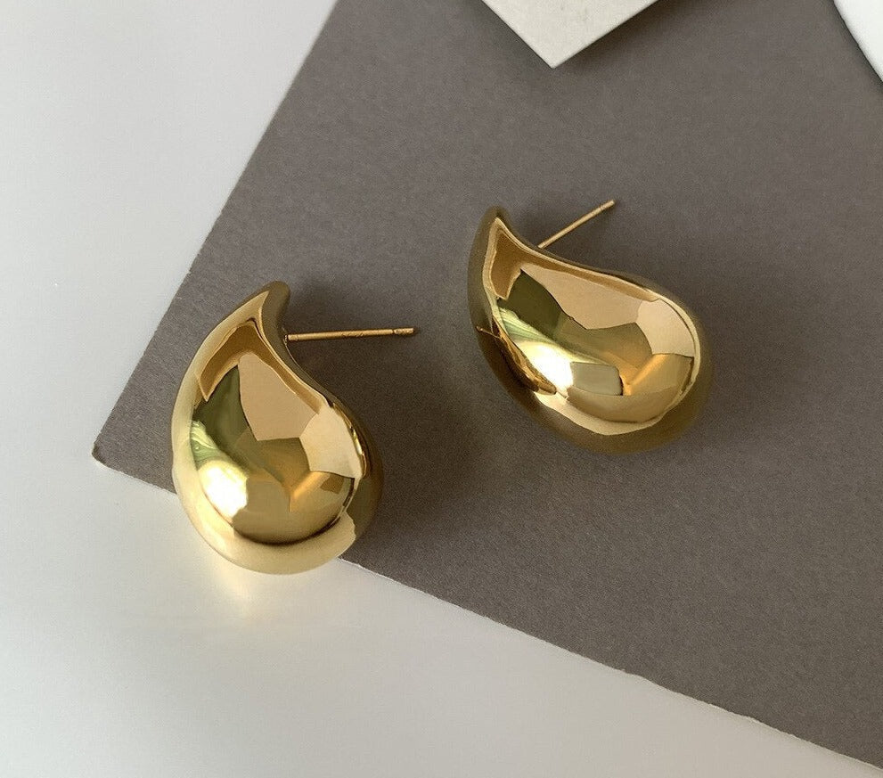 Chunky Teardrop Oorbellen Roestvrij Staal Goud of Zilver Elegante Druppelvorm Statement Sieraden