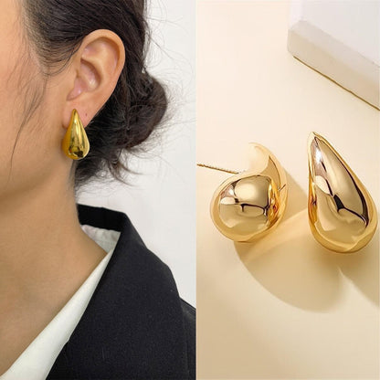 Chunky Teardrop Oorbellen Roestvrij Staal Goud of Zilver Elegante Druppelvorm Statement Sieraden