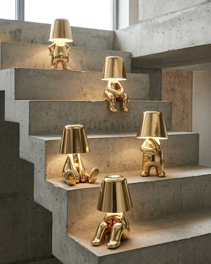 Metalen Tafellamp Sculptuur Figuur Sfeerlicht Touch Dimbaar LED Nachtlampje Goud Zilver Modern Design Decoratief