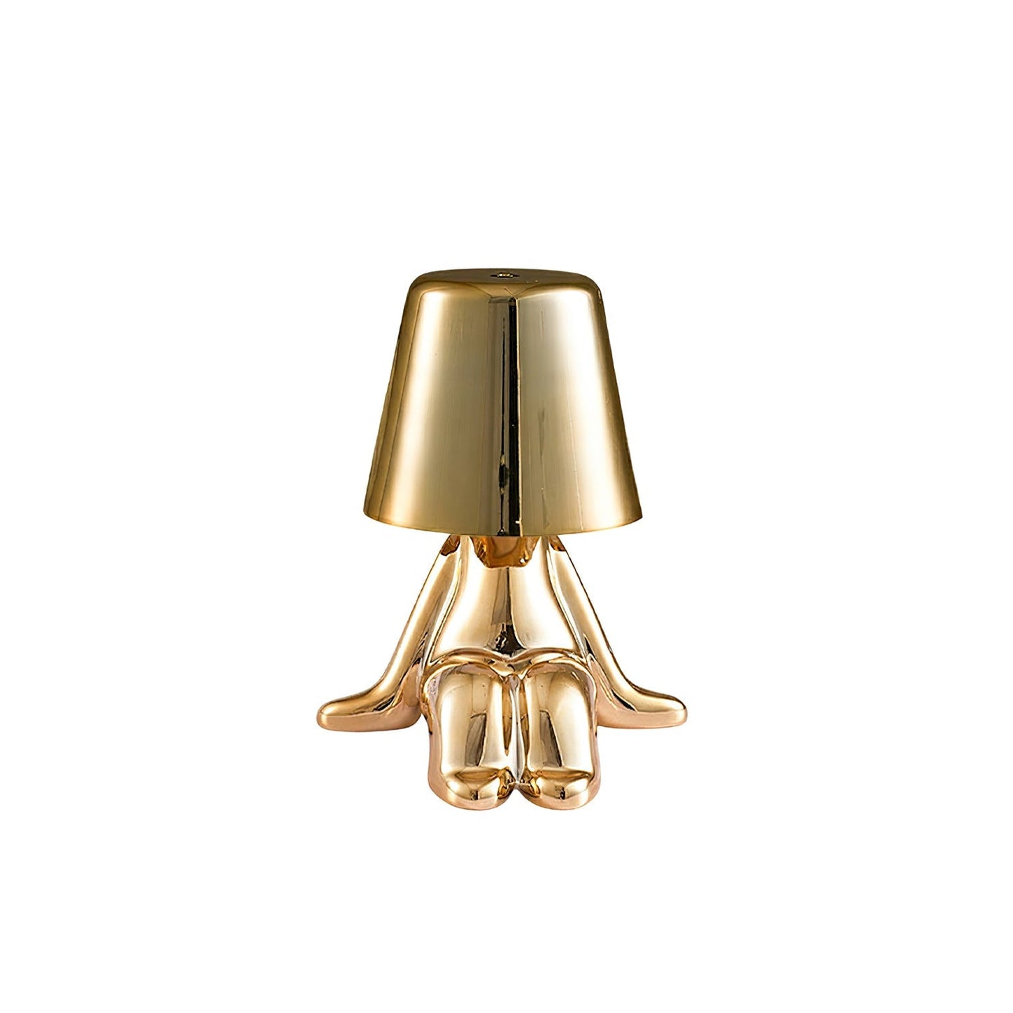 Moderne Tafellamp met Sculptuur – Goudkleurige Broers met Ingebouwde Accu en LED – Artistieke Verlichting voor Woonkamer, Slaapkamer & Bureau