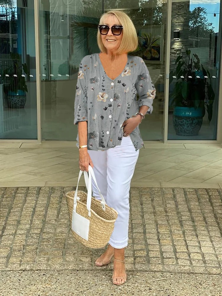 Goldie | Lichtgewicht, elegante damesblouse met bloemenprint 1