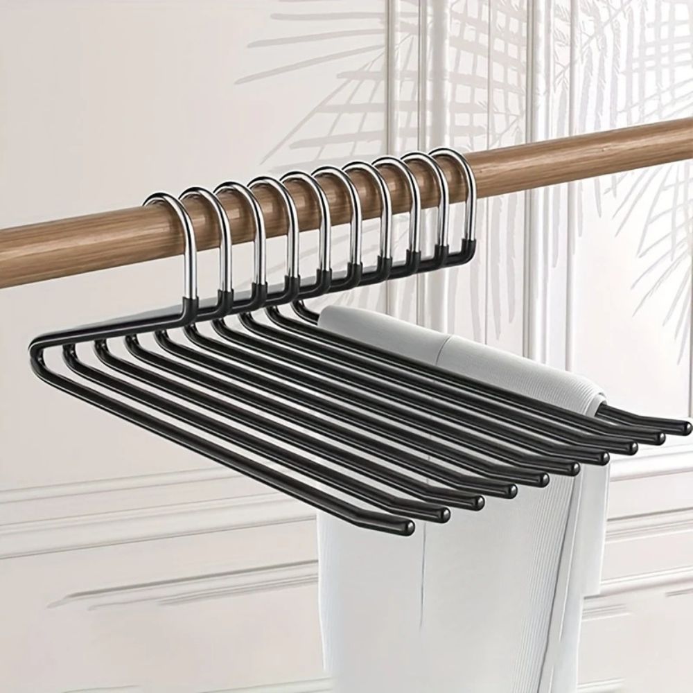 Metalen Broekenhanger Z-Vorm Roestvrij Staal 10 Stuks – Ruimtebesparend Ophangsysteem Kledingkast Garderobe Organiser