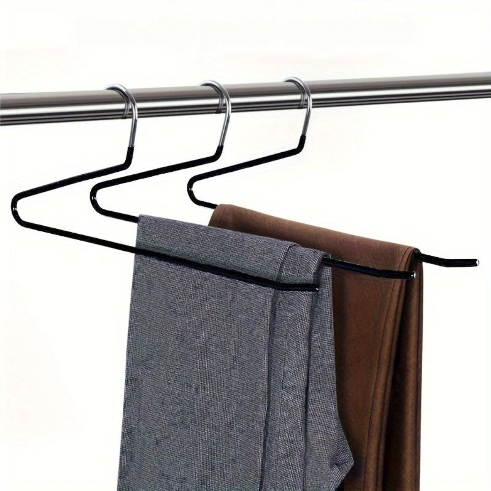 Metalen Broekenhanger Z-Vorm Roestvrij Staal 10 Stuks – Ruimtebesparend Ophangsysteem Kledingkast Garderobe Organiser