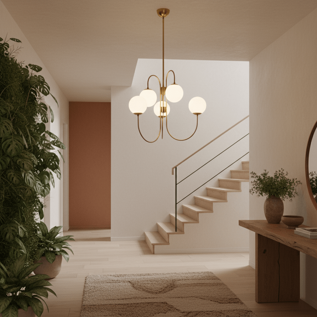 Zwanenhals Kroonluchter Ø76 cm – 8-Lichts Hanglamp met Glazen Bollen Goud/Zwart