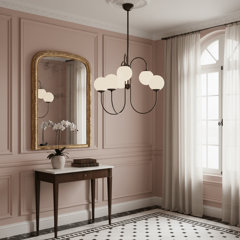 Zwanenhals Kroonluchter Ø76 cm – 8-Lichts Hanglamp met Glazen Bollen Goud/Zwart