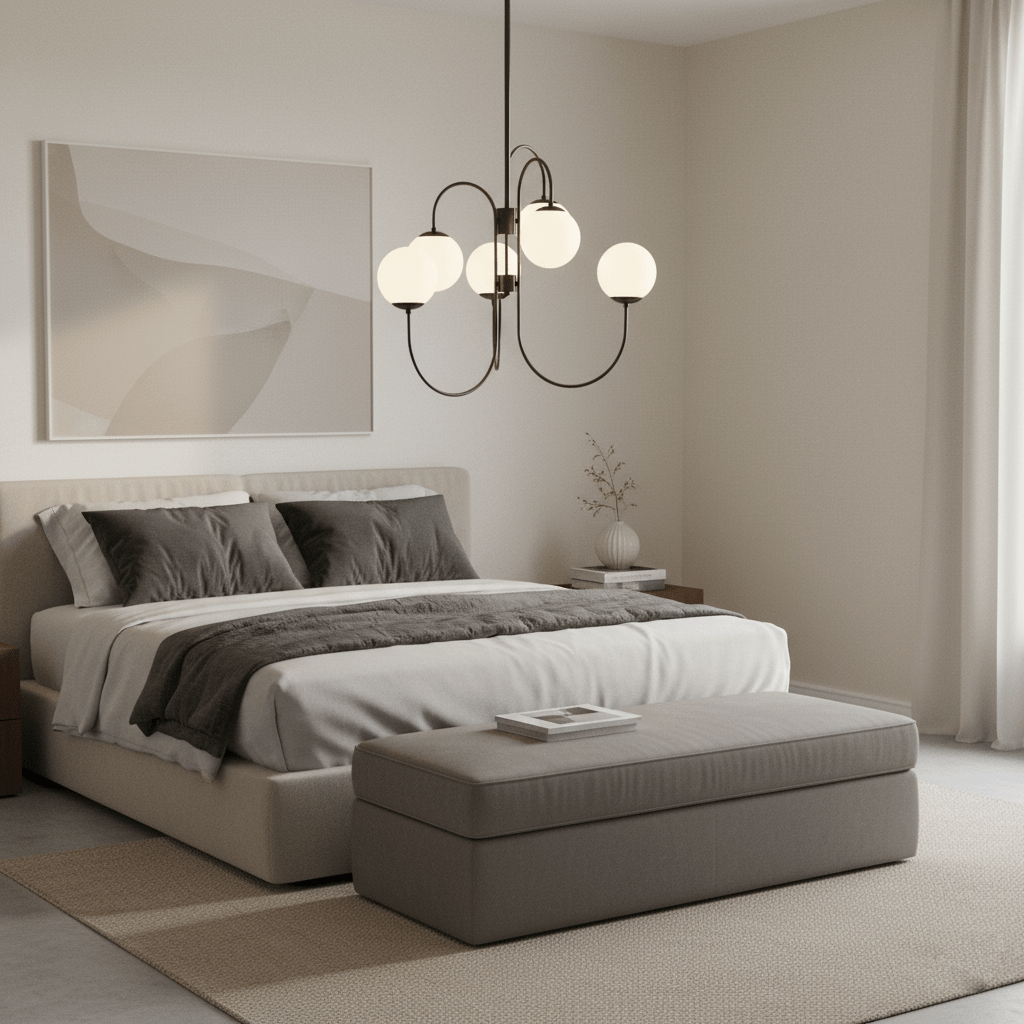 Zwanenhals Kroonluchter Ø76 cm – 8-Lichts Hanglamp met Glazen Bollen Goud/Zwart