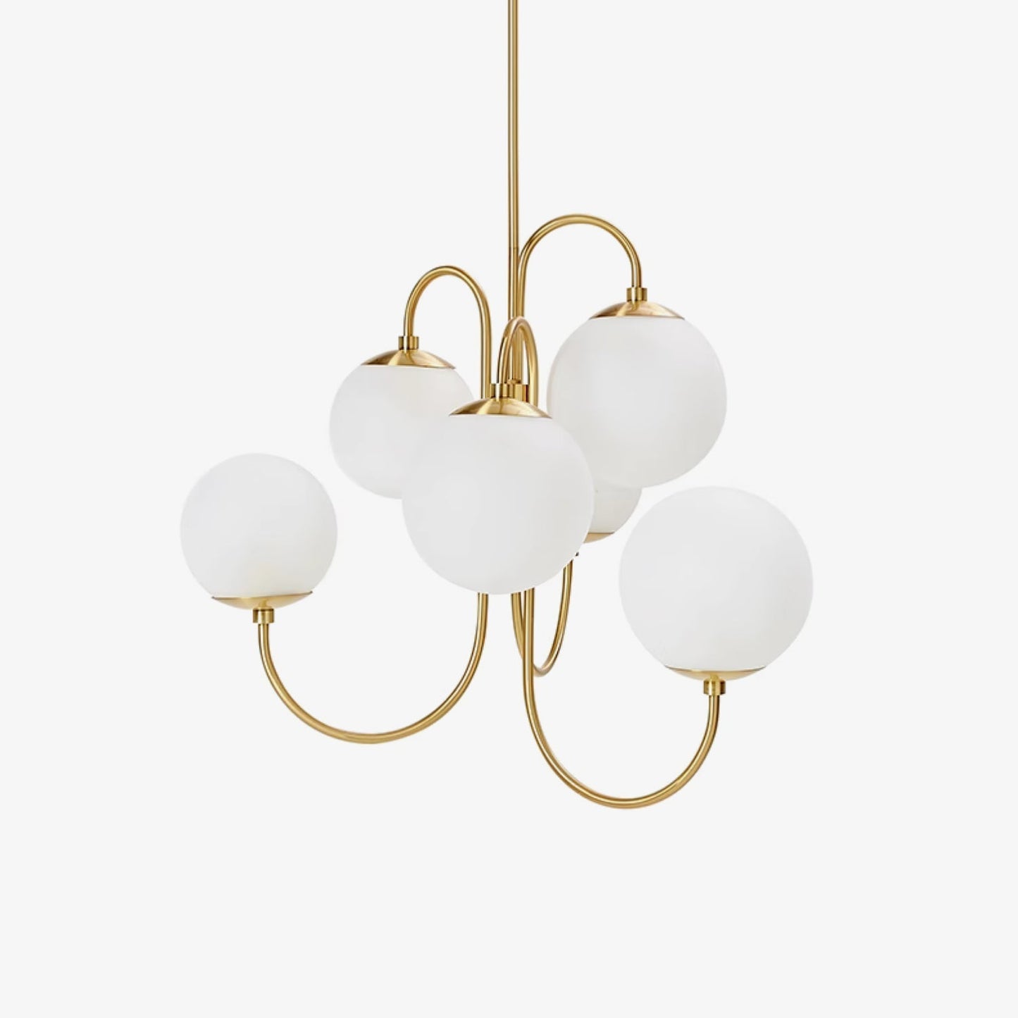 Zwanenhals Kroonluchter Ø76 cm – 8-Lichts Hanglamp met Glazen Bollen Goud/Zwart