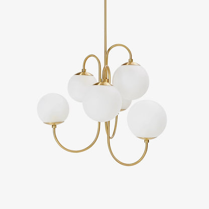Zwanenhals Kroonluchter Ø76 cm – 8-Lichts Hanglamp met Glazen Bollen Goud/Zwart