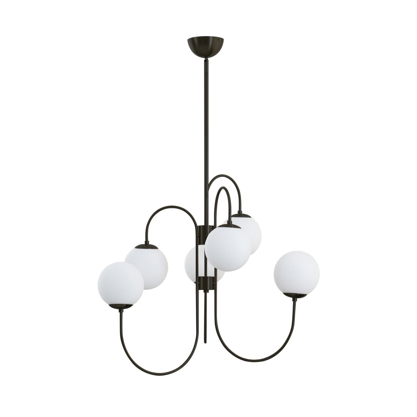 Zwanenhals Kroonluchter Ø76 cm – 8-Lichts Hanglamp met Glazen Bollen Goud/Zwart