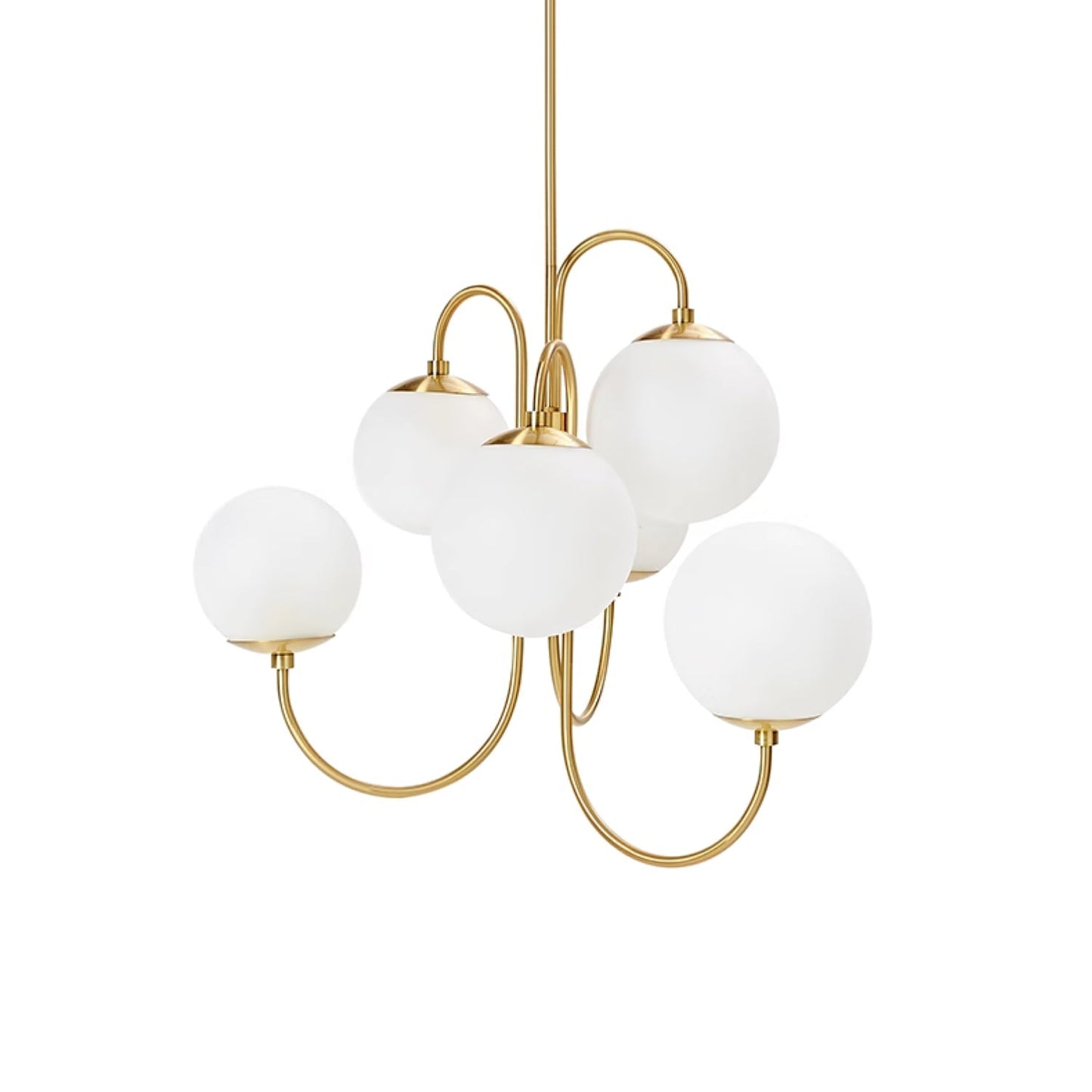 Zwanenhals Kroonluchter Ø76 cm – 8-Lichts Hanglamp met Glazen Bollen Goud/Zwart