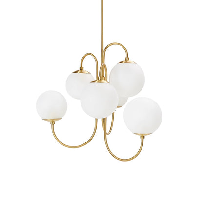 Zwanenhals Kroonluchter Ø76 cm – 8-Lichts Hanglamp met Glazen Bollen Goud/Zwart