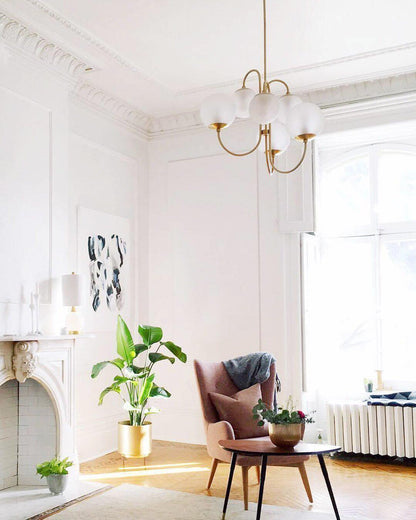 Zwanenhals Kroonluchter Ø76 cm – 8-Lichts Hanglamp met Glazen Bollen Goud/Zwart