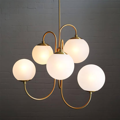 Zwanenhals Kroonluchter Ø76 cm – 8-Lichts Hanglamp met Glazen Bollen Goud/Zwart