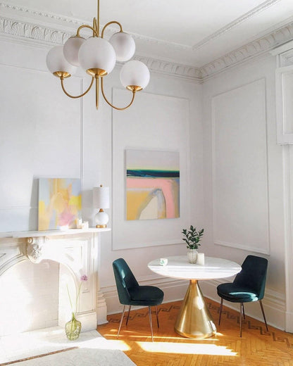 Zwanenhals Kroonluchter Ø76 cm – 8-Lichts Hanglamp met Glazen Bollen Goud/Zwart