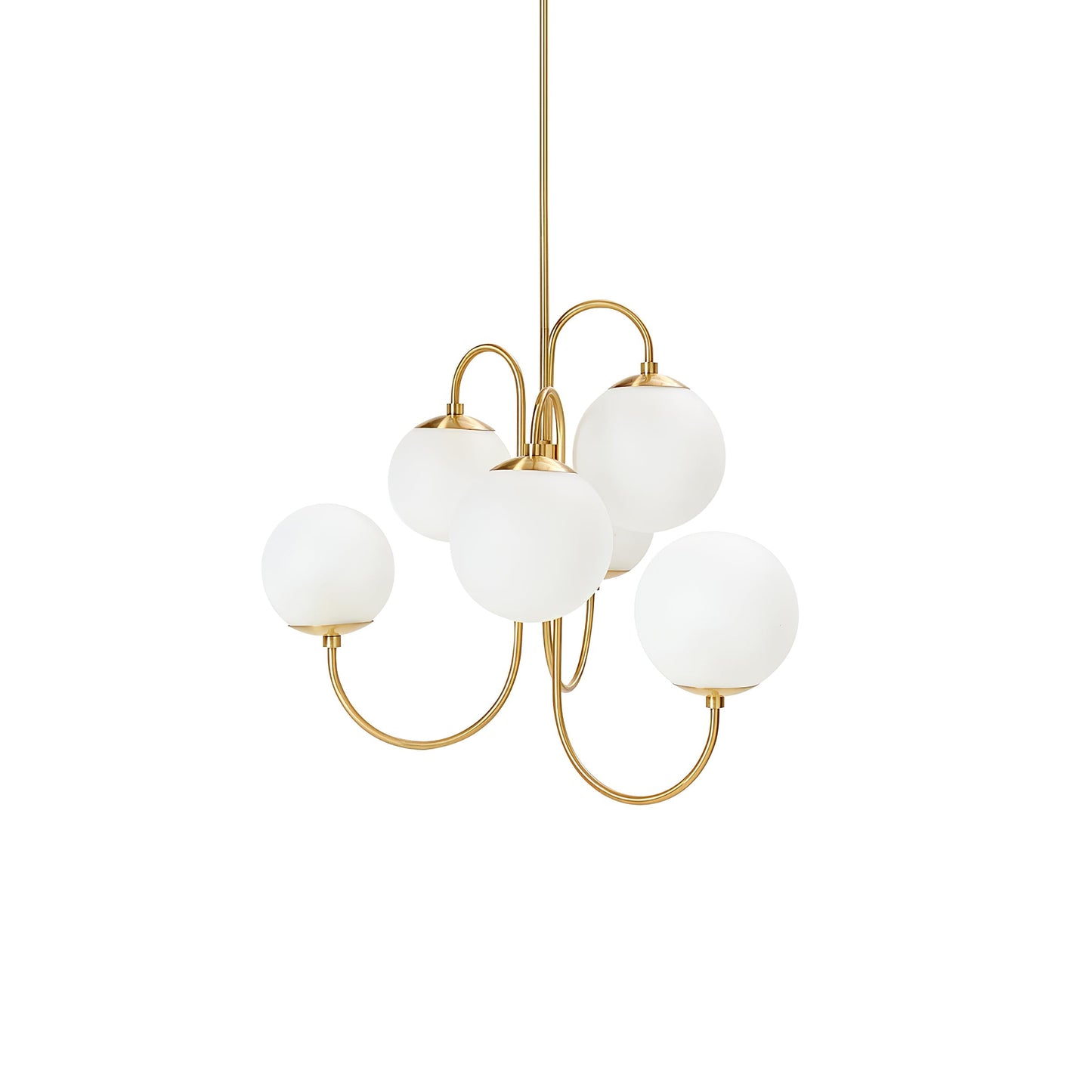 Zwanenhals Kroonluchter Ø76 cm – 8-Lichts Hanglamp met Glazen Bollen Goud/Zwart