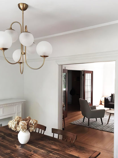 Zwanenhals Kroonluchter Ø76 cm – 8-Lichts Hanglamp met Glazen Bollen Goud/Zwart