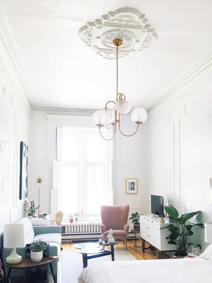 Zwanenhals Kroonluchter Ø76 cm – 8-Lichts Hanglamp met Glazen Bollen Goud/Zwart