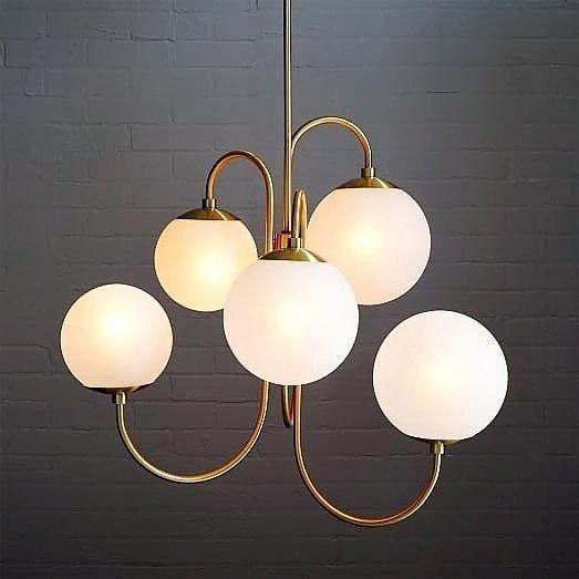 Zwanenhals Kroonluchter Ø76 cm – 8-Lichts Hanglamp met Glazen Bollen Goud/Zwart
