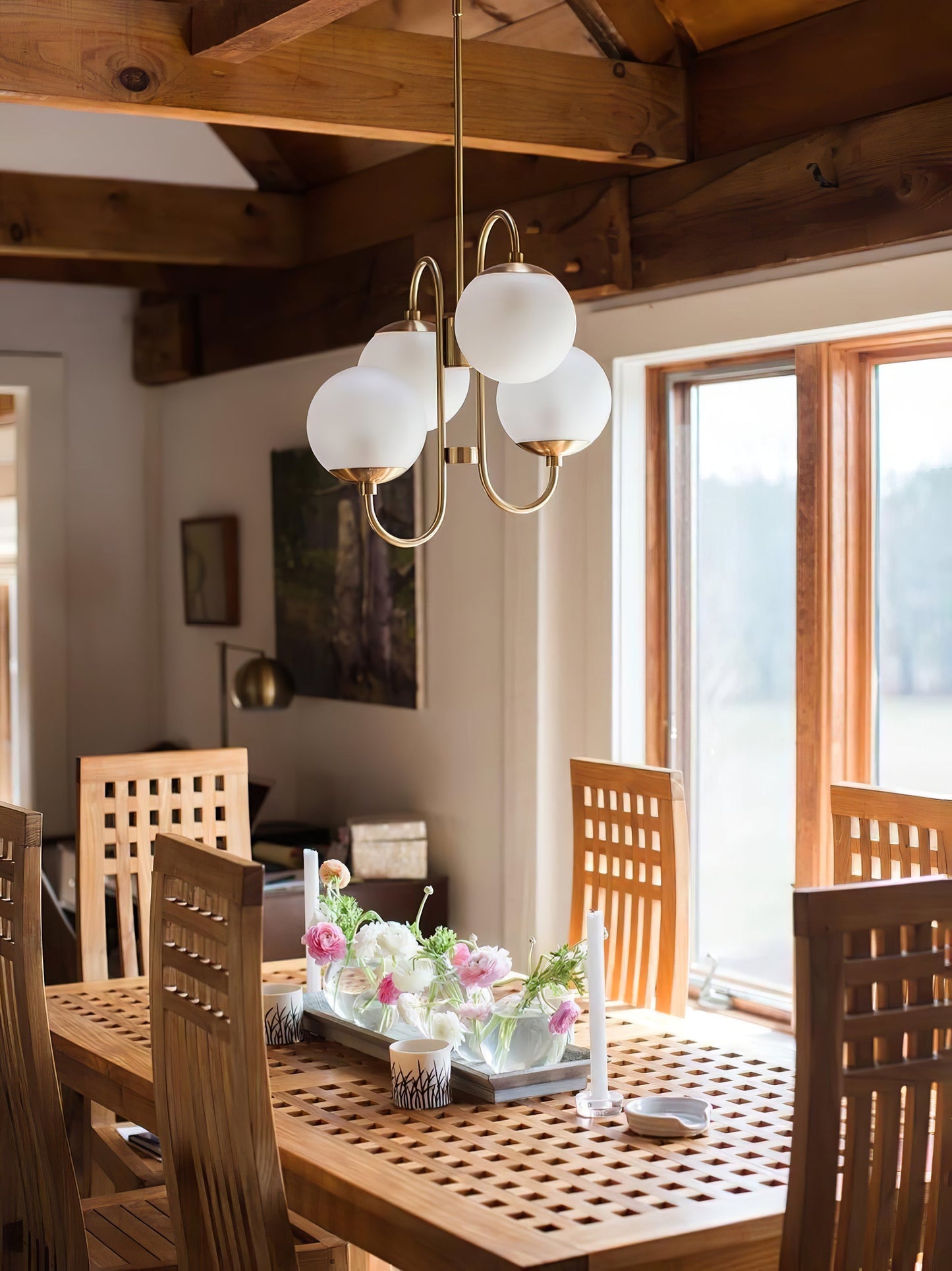 Zwanenhals Kroonluchter Ø76 cm – 8-Lichts Hanglamp met Glazen Bollen Goud/Zwart