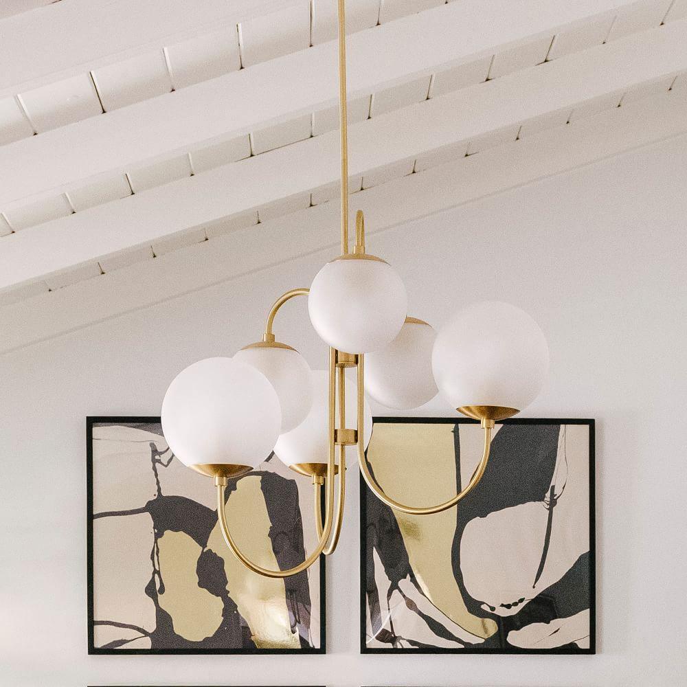 Zwanenhals Kroonluchter Ø76 cm – 8-Lichts Hanglamp met Glazen Bollen Goud/Zwart