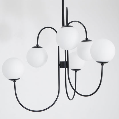 Zwanenhals Kroonluchter Ø76 cm – 8-Lichts Hanglamp met Glazen Bollen Goud/Zwart