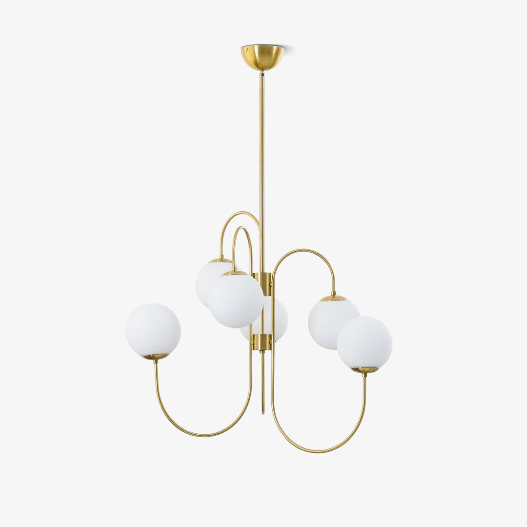 Zwanenhals Kroonluchter Ø76 cm – 8-Lichts Hanglamp met Glazen Bollen Goud/Zwart
