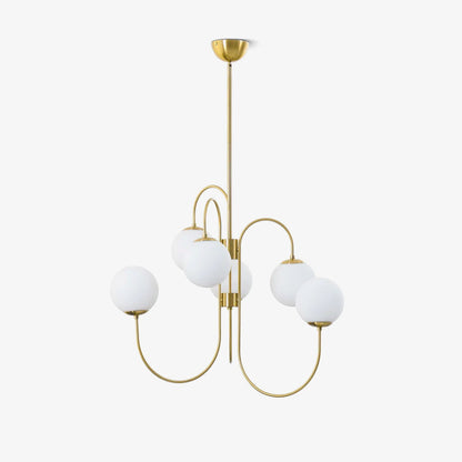 Zwanenhals Kroonluchter Ø76 cm – 8-Lichts Hanglamp met Glazen Bollen Goud/Zwart