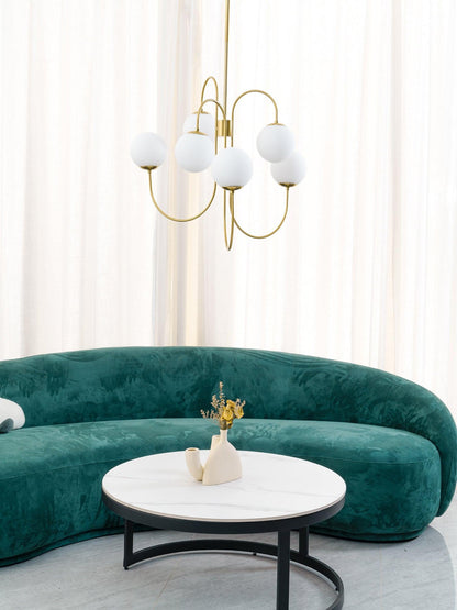 Zwanenhals Kroonluchter Ø76 cm – 8-Lichts Hanglamp met Glazen Bollen Goud/Zwart