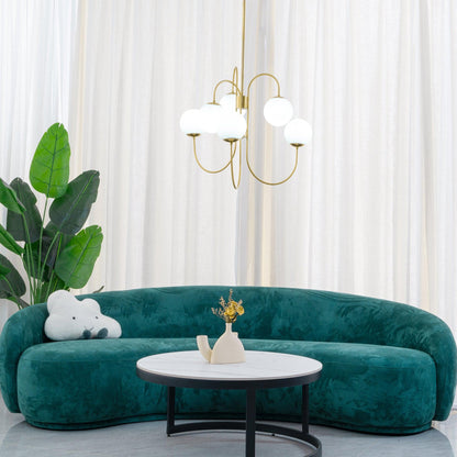 Zwanenhals Kroonluchter Ø76 cm – 8-Lichts Hanglamp met Glazen Bollen Goud/Zwart