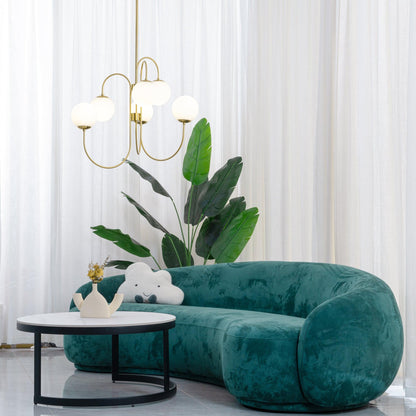 Zwanenhals Kroonluchter Ø76 cm – 8-Lichts Hanglamp met Glazen Bollen Goud/Zwart