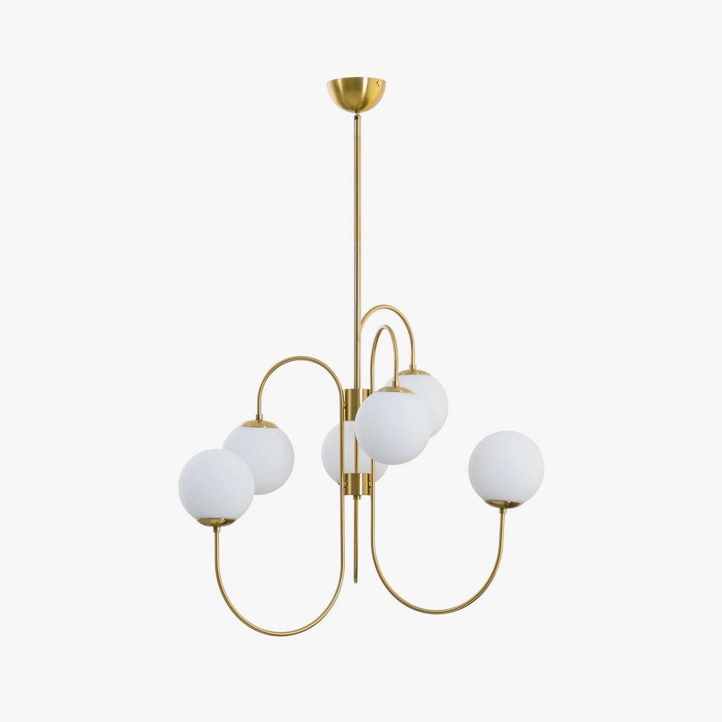 Zwanenhals Kroonluchter Ø76 cm – 8-Lichts Hanglamp met Glazen Bollen Goud/Zwart