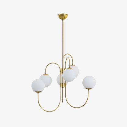 Zwanenhals Kroonluchter Ø76 cm – 8-Lichts Hanglamp met Glazen Bollen Goud/Zwart
